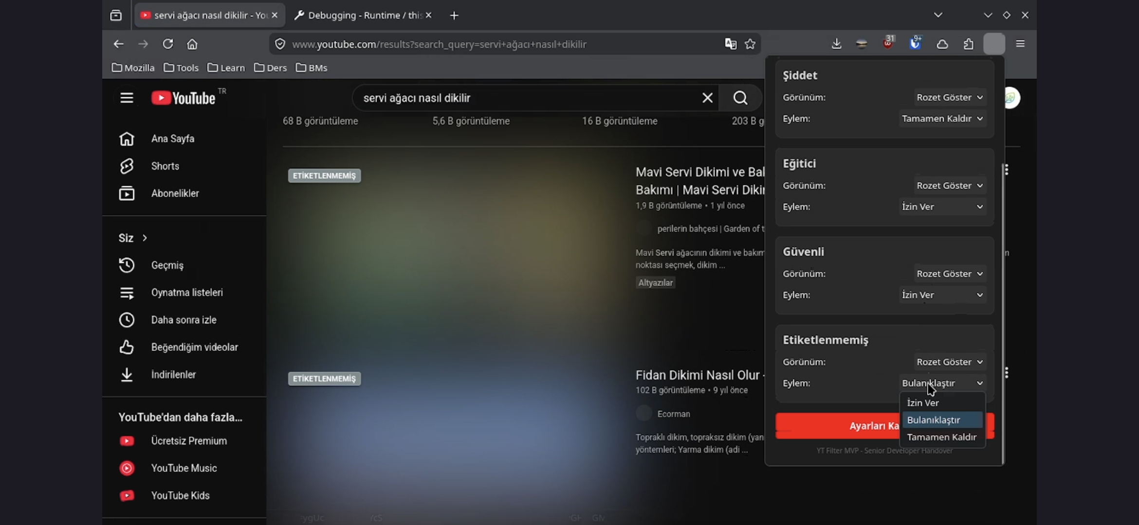 YouTube Filtreleyici